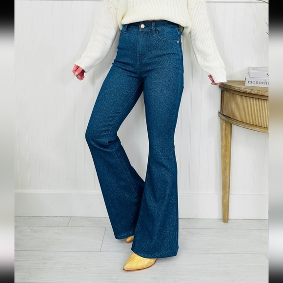 Judy Blue Denim - Judy Blue Feeling Glamorous Sparkle Flare Jeans Vintage 90's Y2K Hippie Sz 9/29